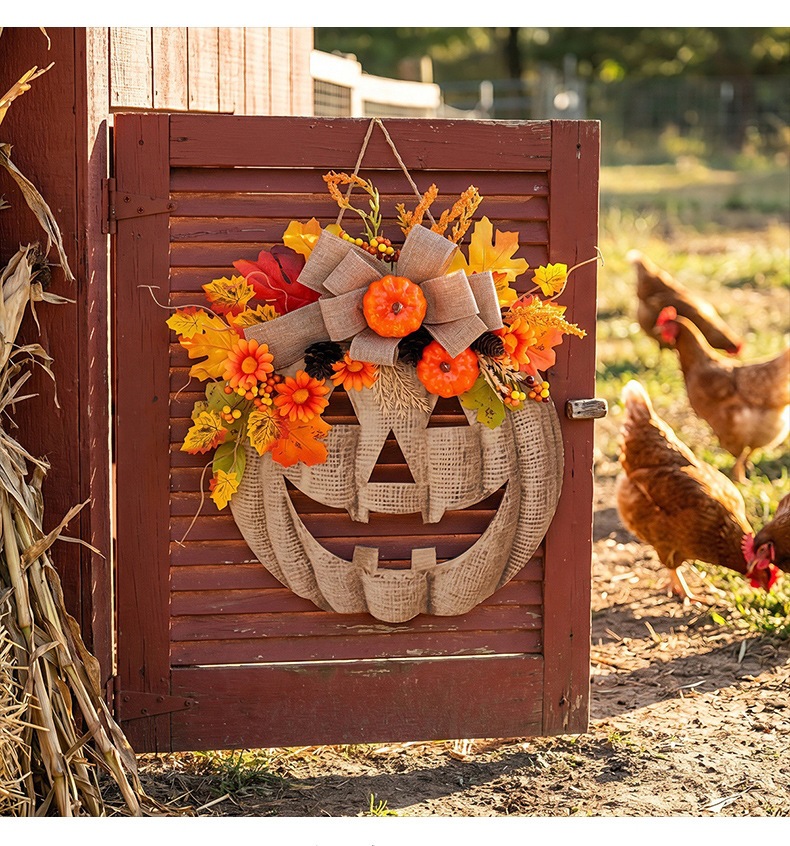 Wooden Pumpkin Halloween Door Sign - product details