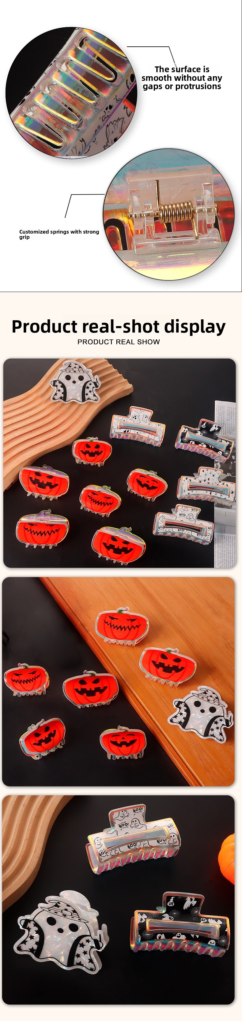 Halloween Pumpkin Ghost Hair Clip - PVC - product details