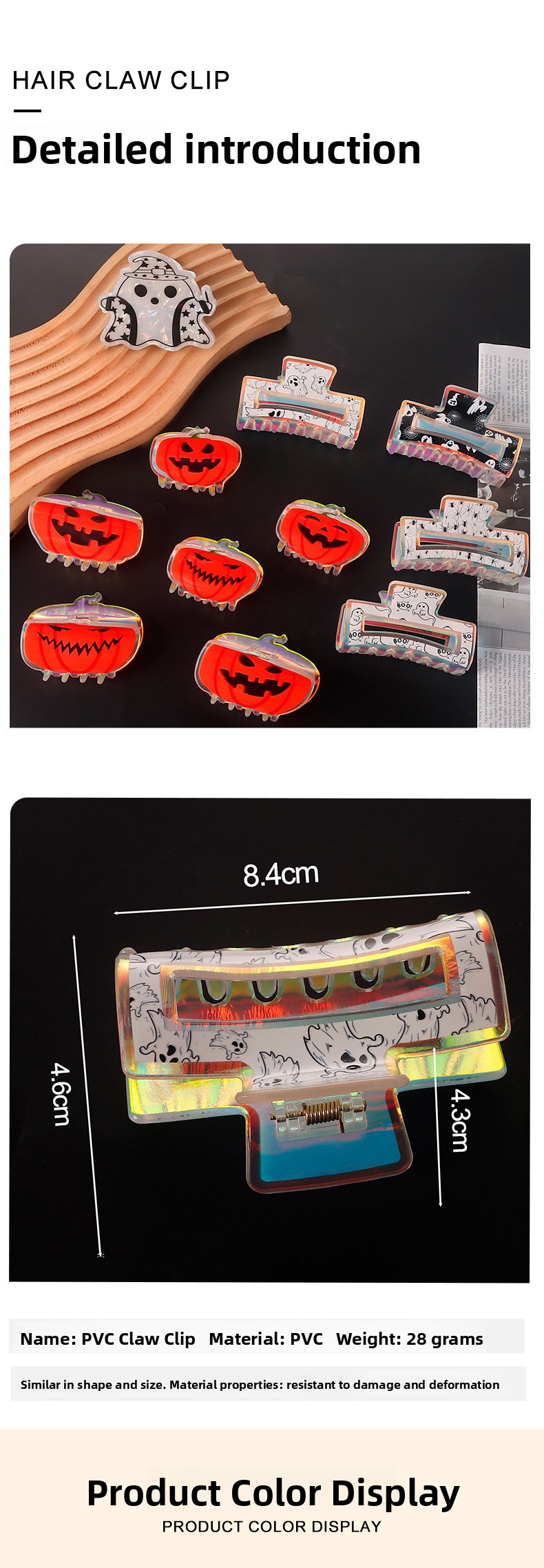 Halloween Pumpkin Ghost Hair Clip - PVC - product details