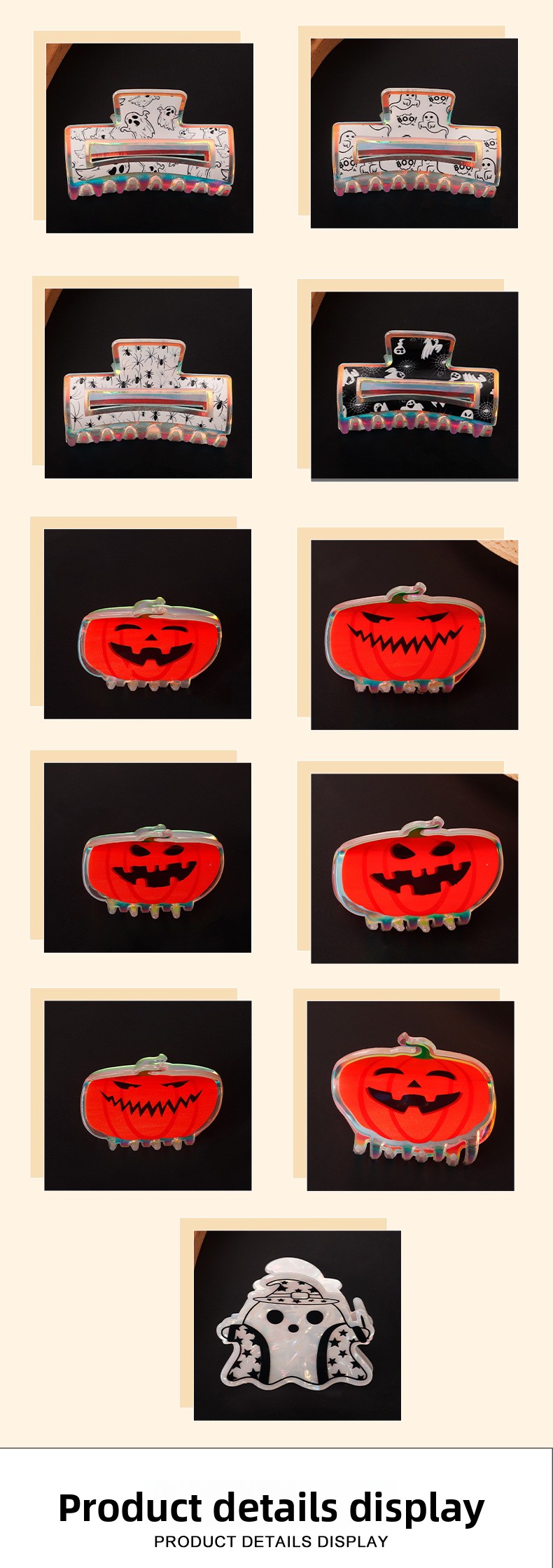 Halloween Pumpkin Ghost Hair Clip - PVC - product details