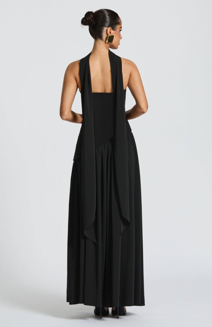 Backless tube-top milk silk dress with high slit