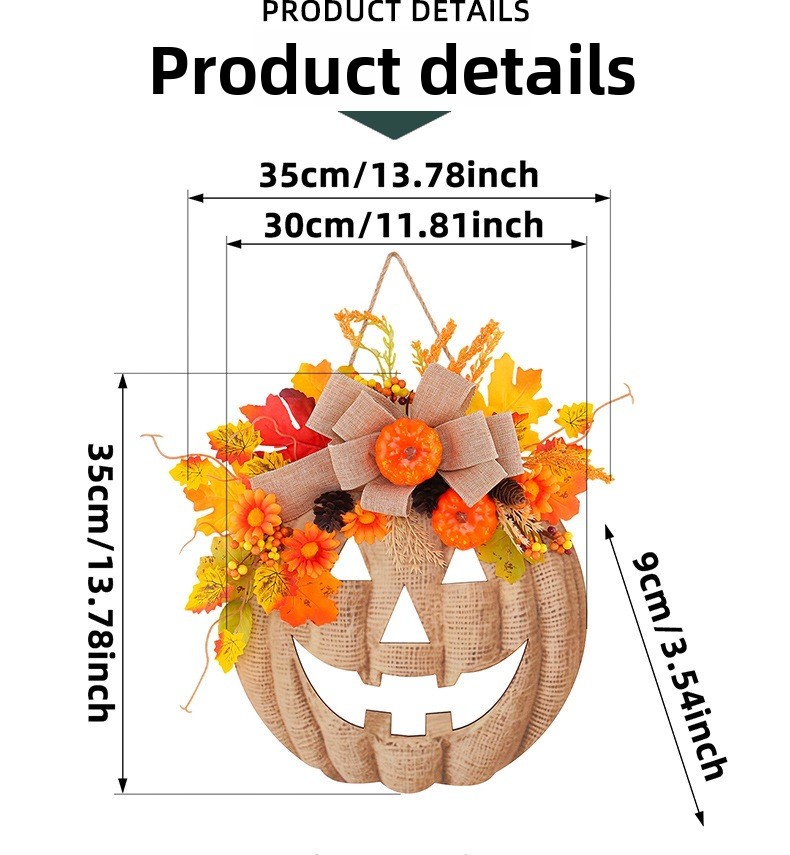 Wooden Pumpkin Halloween Door Sign - product details