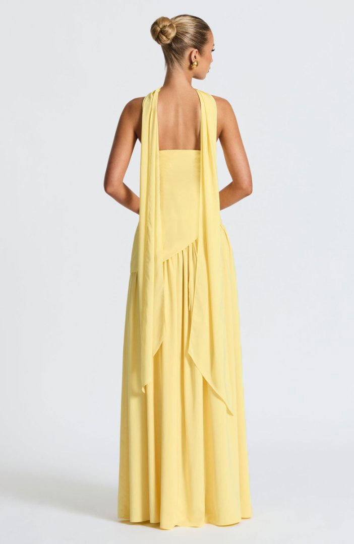 Backless tube-top milk silk dress with high slit