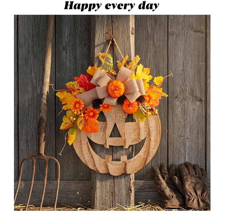 Wooden Pumpkin Halloween Door Sign - product details