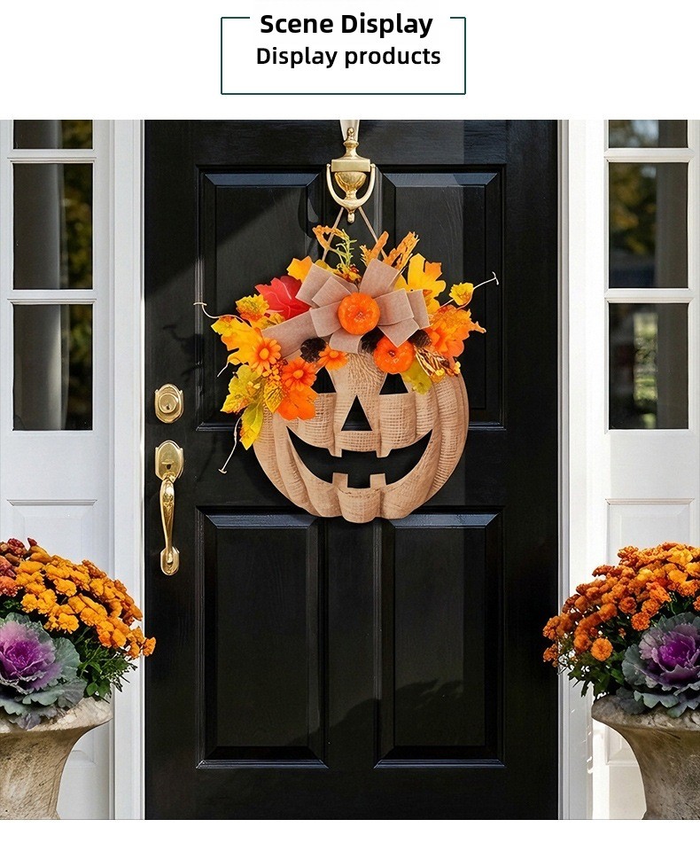 Wooden Pumpkin Halloween Door Sign - product details
