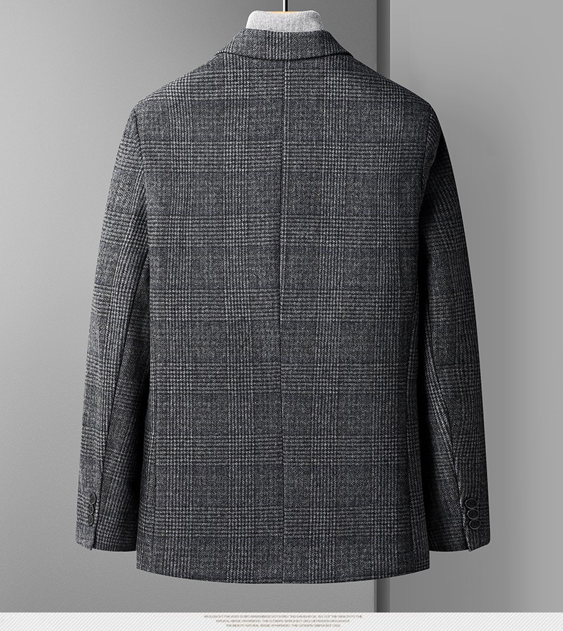 Men's Wool Blend Plaid Suit Coat