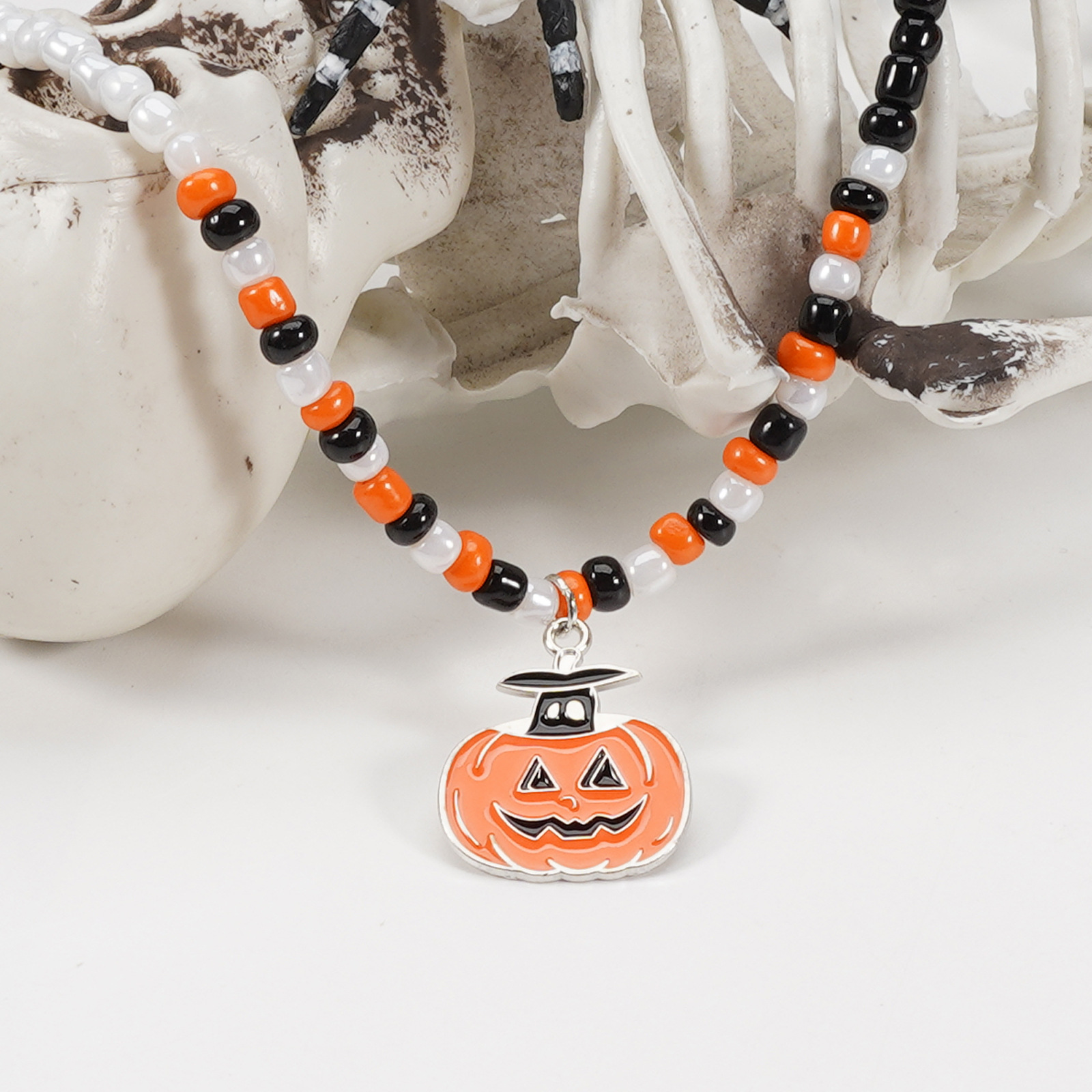 Handmade Halloween Ghost Pumpkin Pendant Necklace - product details