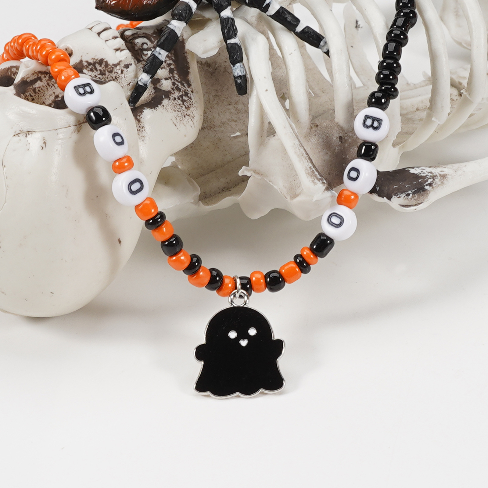 Handmade Halloween Ghost Pumpkin Pendant Necklace - product details