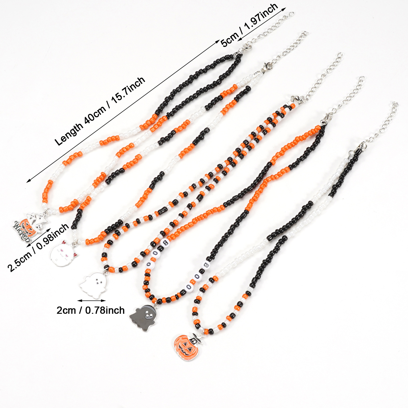 Handmade Halloween Ghost Pumpkin Pendant Necklace - product details