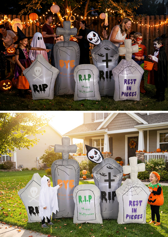 Halloween Inflatable Tombstone Decoration - 2.4 m - Polyester - product details