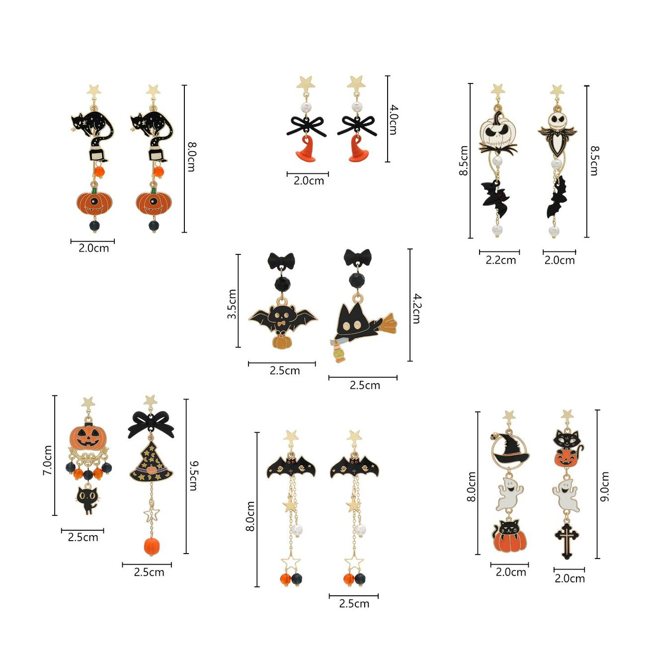Gothic Halloween Pumpkin Ghost Earrings - product details