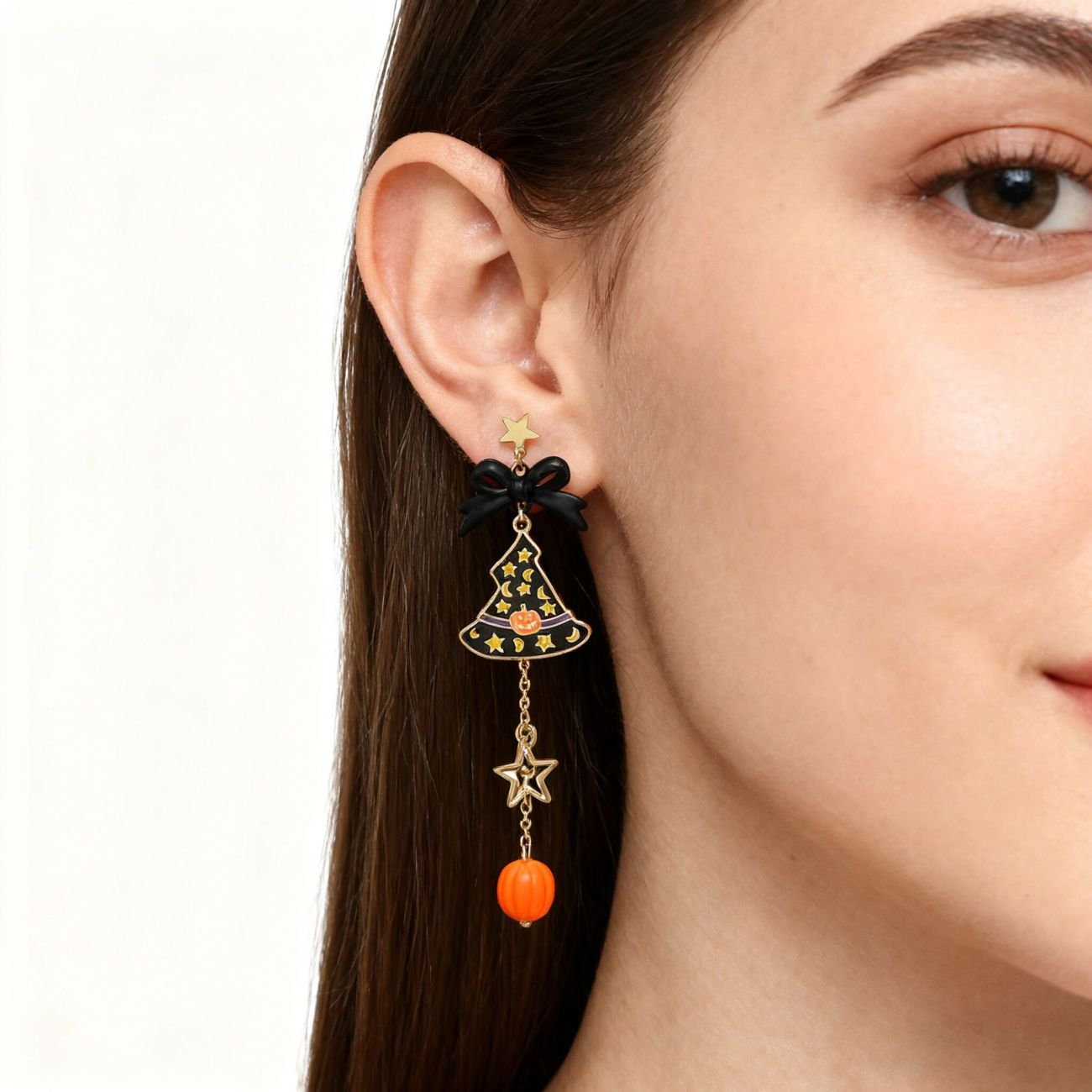 Gothic Halloween Pumpkin Ghost Earrings - product details