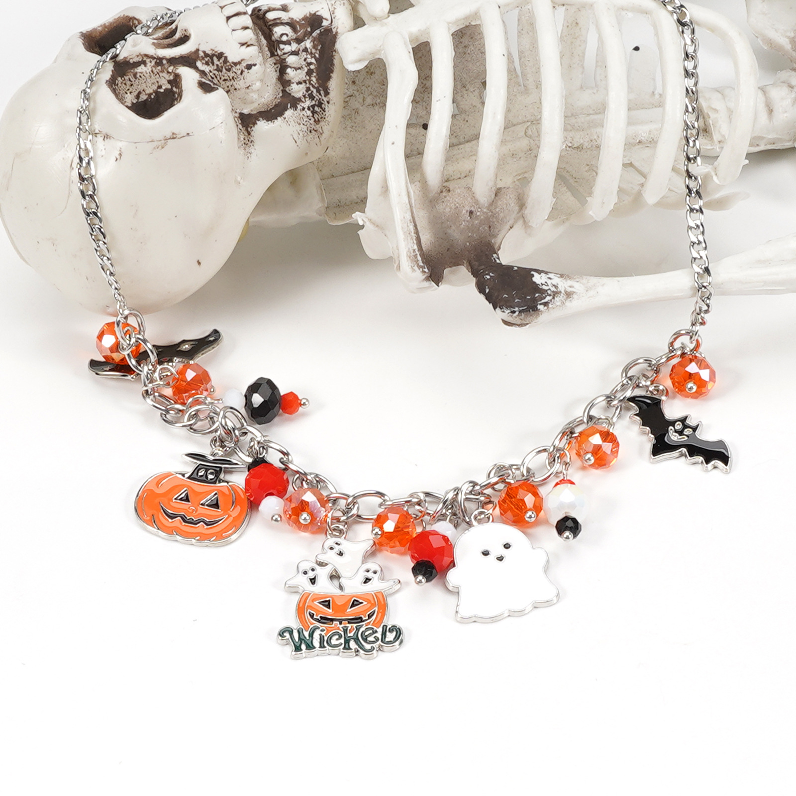 Handmade Halloween Ghost Pumpkin Pendant Necklace - product details