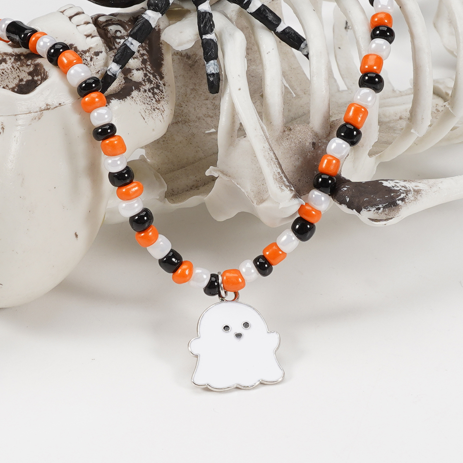 Handmade Halloween Ghost Pumpkin Pendant Necklace - product details