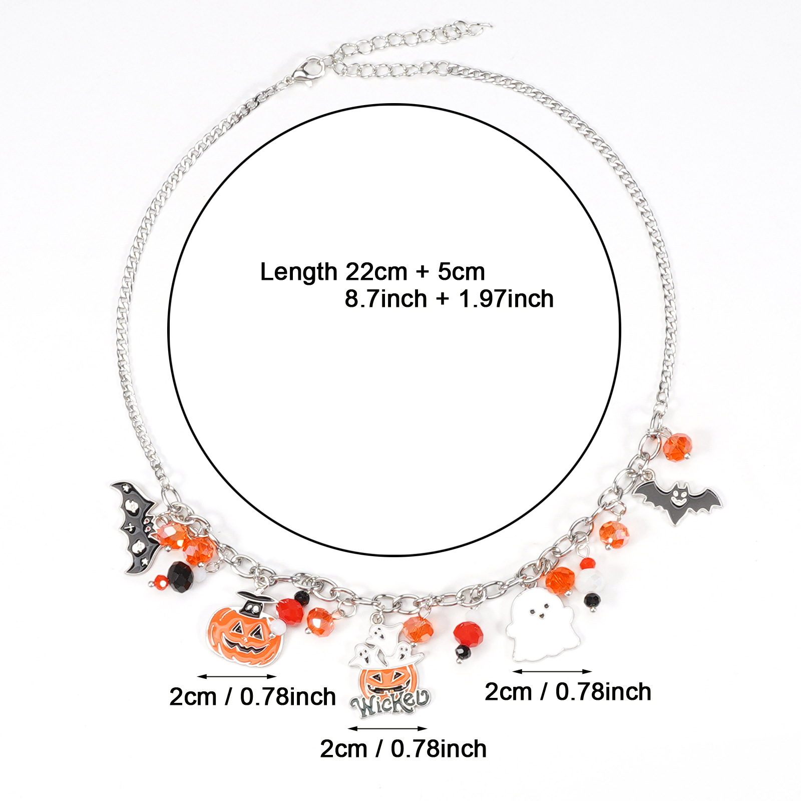 Handmade Halloween Ghost Pumpkin Pendant Necklace - product details