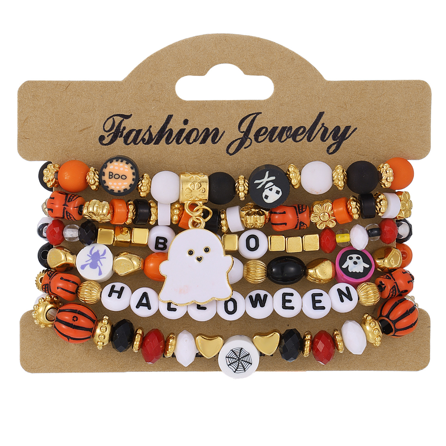 Halloween Pumpkin and Skull Bracelet - product details