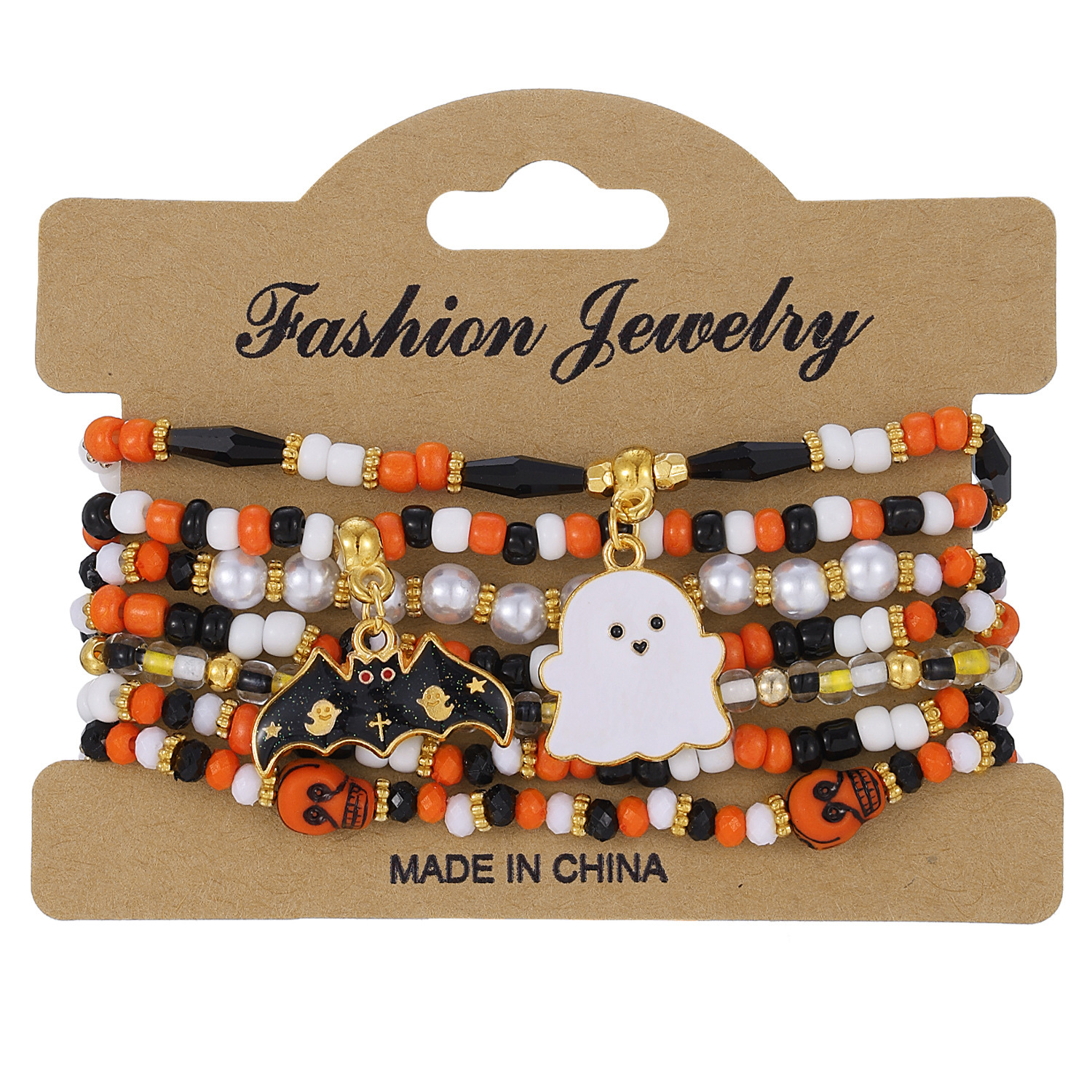 Halloween Pumpkin and Skull Bracelet - product details