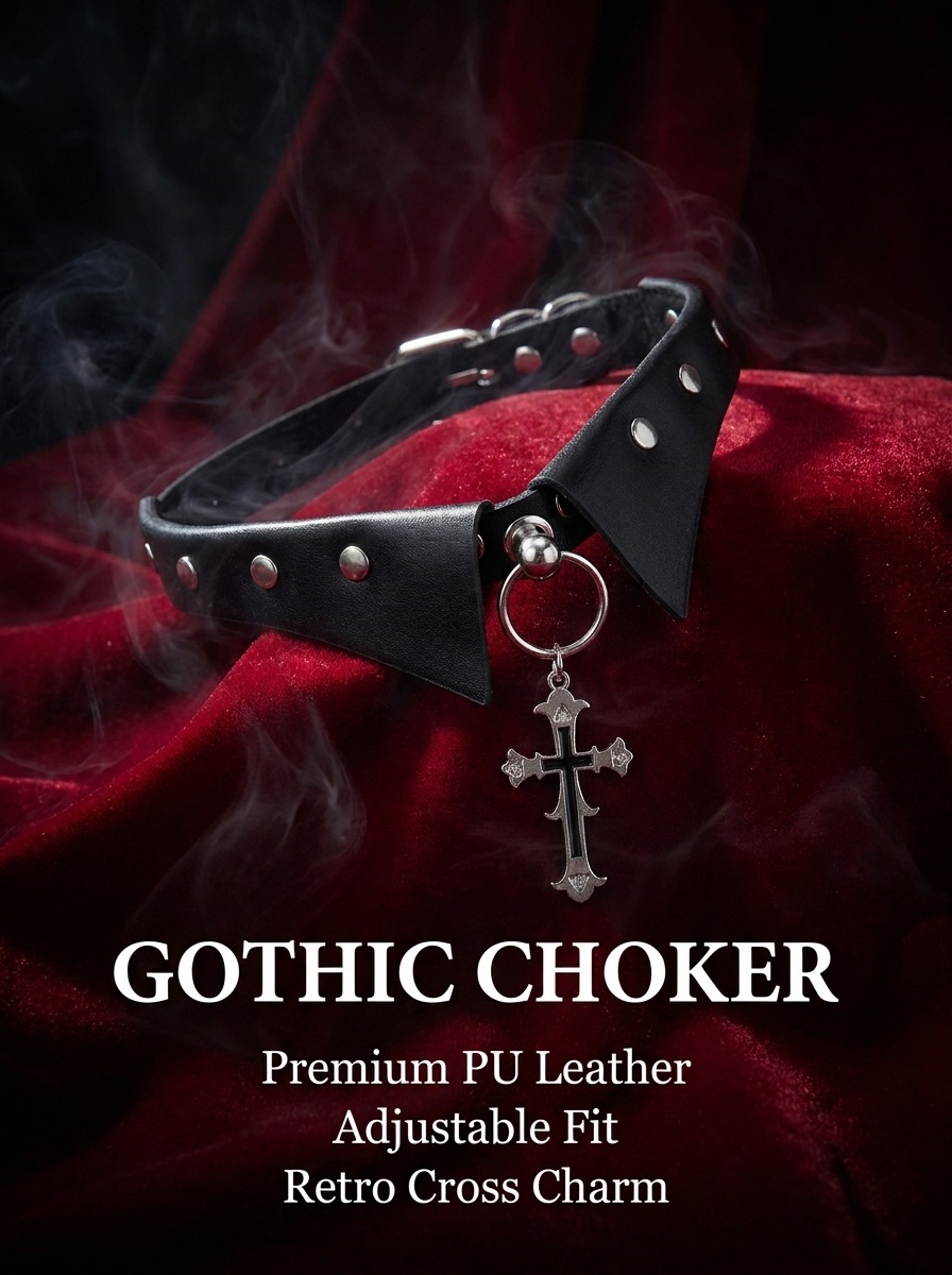 Gothic cross choker necklace