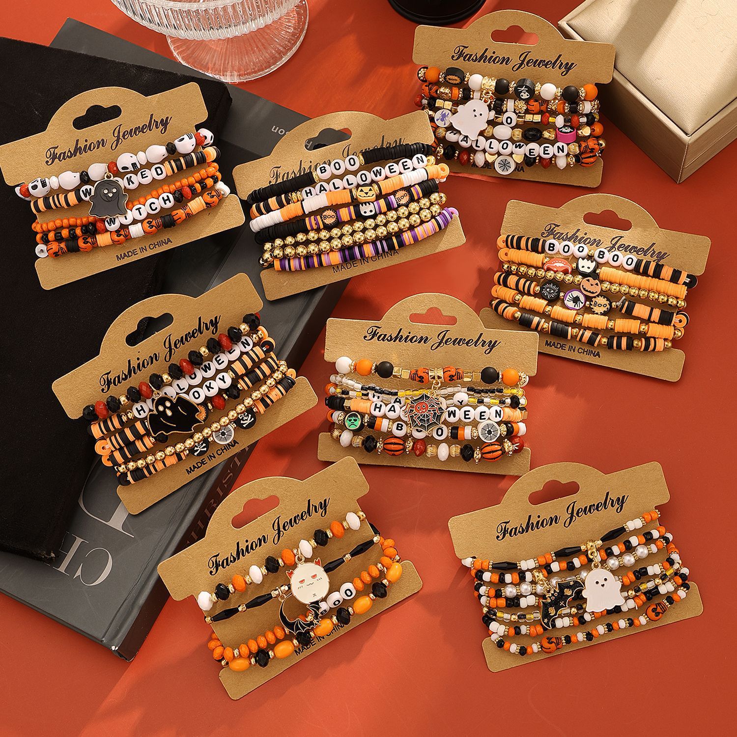 Halloween Pumpkin and Skull Bracelet - product details