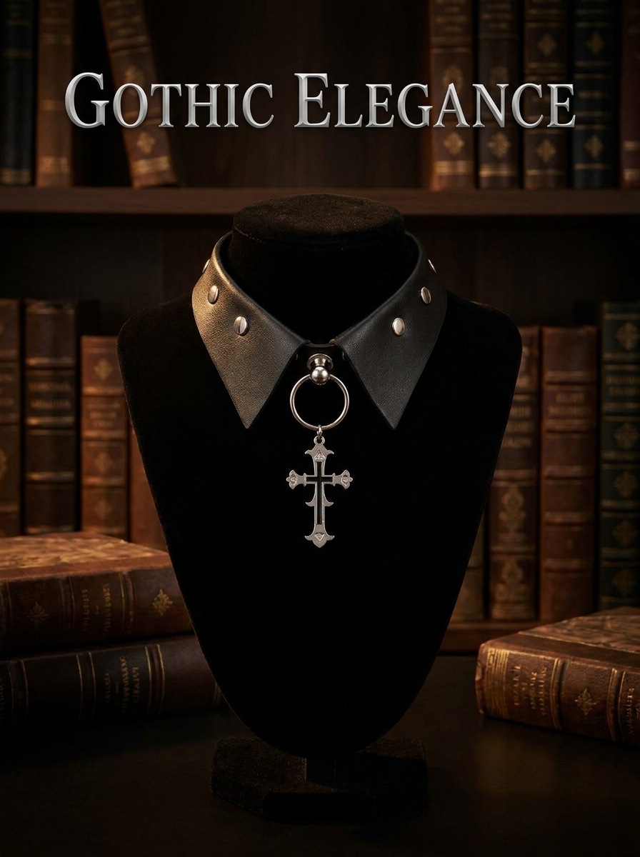 Gothic chain choker close-up