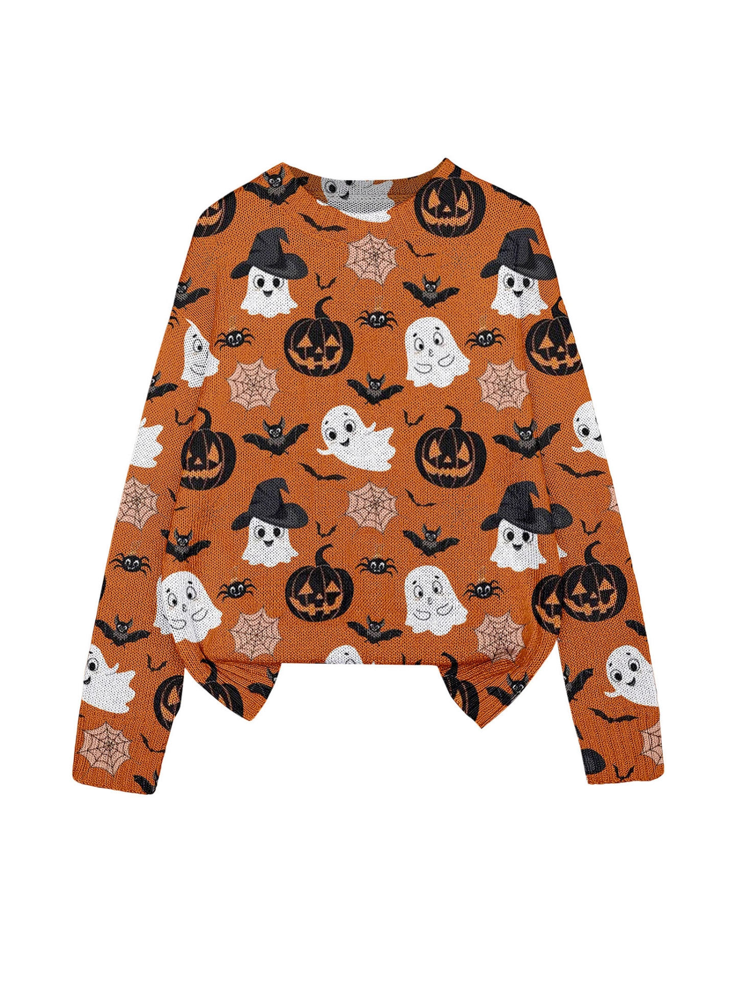 3D Print Halloween Round Neck Knitted Sweater - Polyester - product details