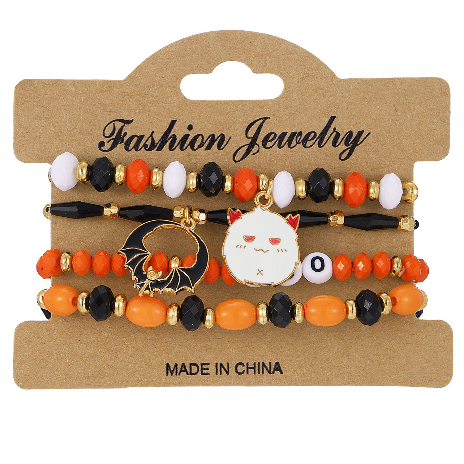Halloween Pumpkin and Skull Bracelet - product details
