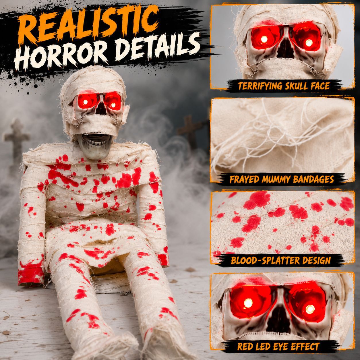 Halloween Sound-Activated Sitting Corpse Prop - product details
