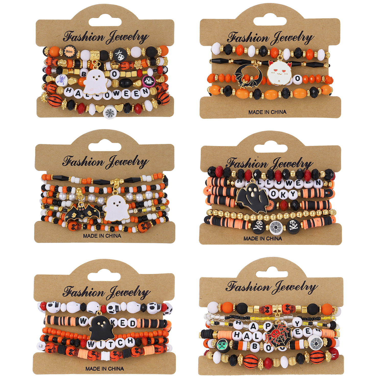 Halloween Pumpkin and Skull Bracelet - product details