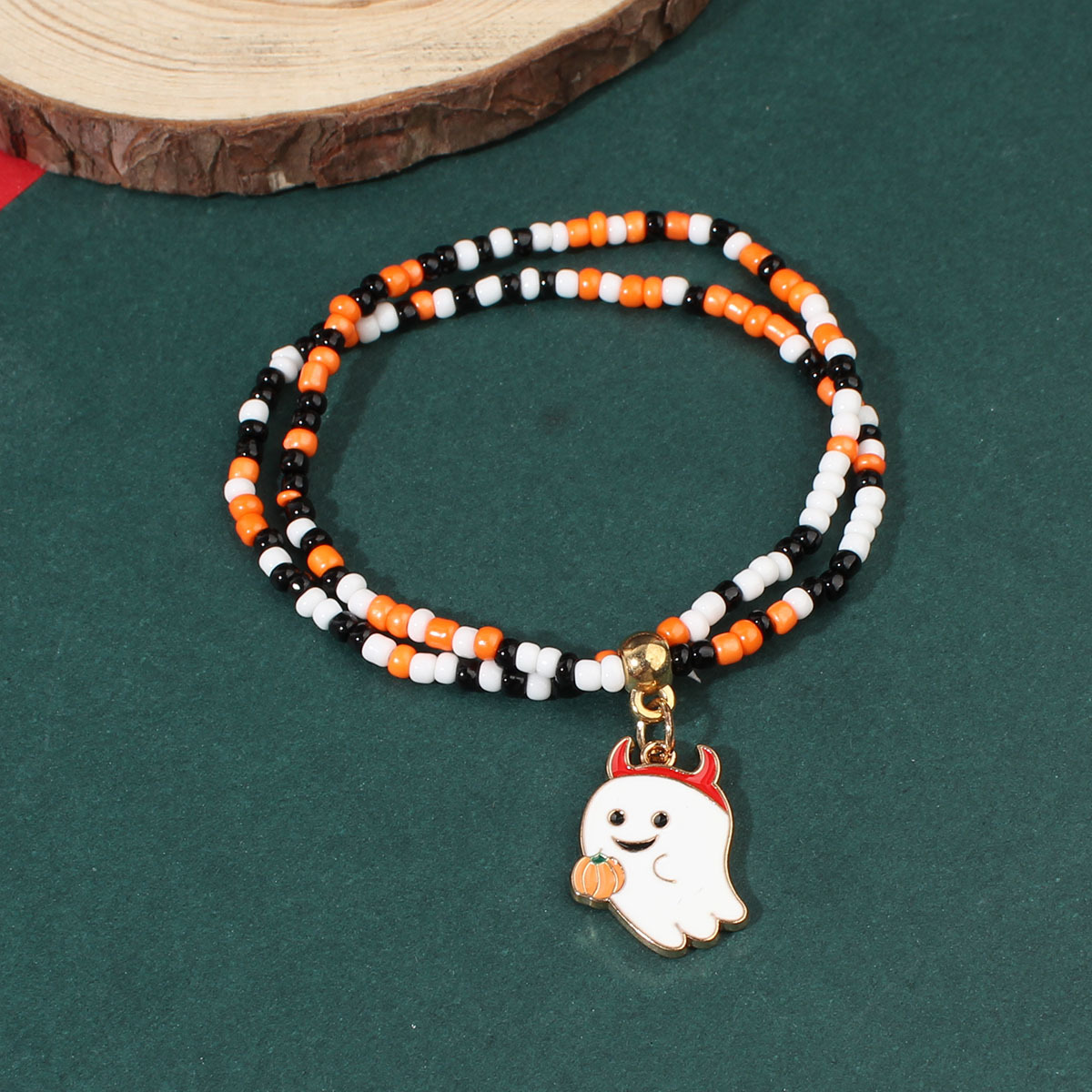 Halloween Beaded Bracelets - Pumpkin, Bat and Ghost Designs - product details