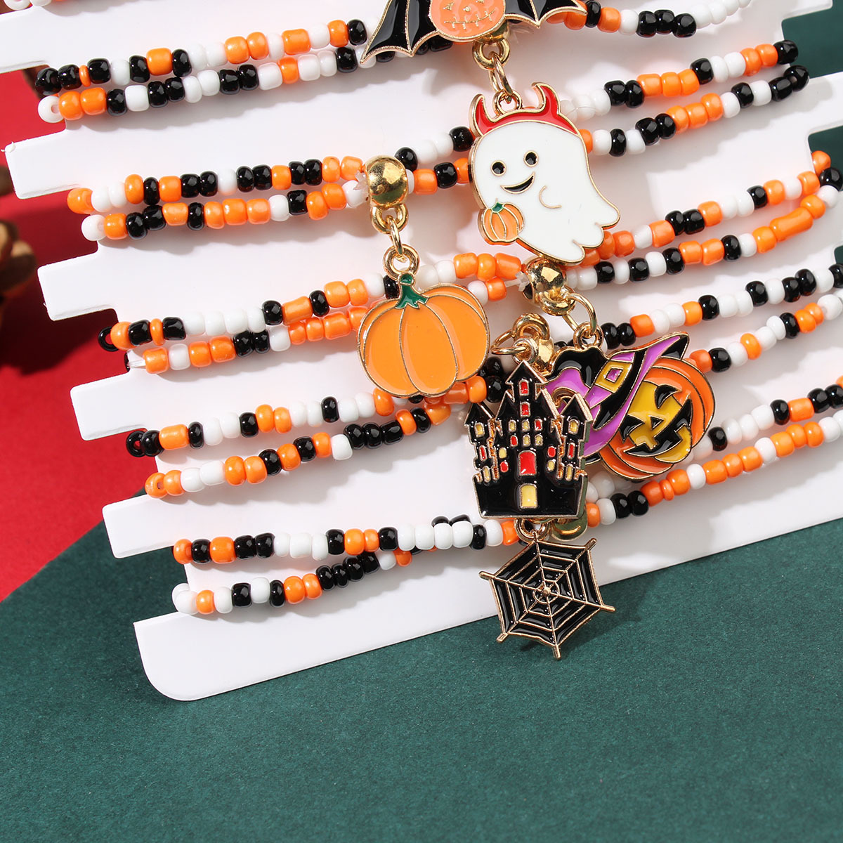 Halloween Beaded Bracelets - Pumpkin, Bat and Ghost Designs - product details