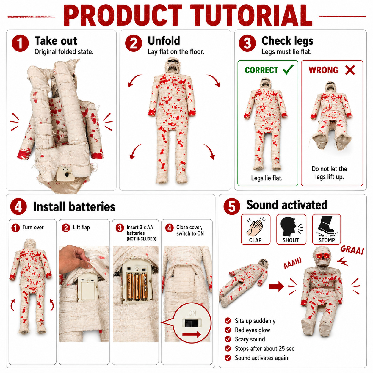 Halloween Sound-Activated Sitting Corpse Prop - product details
