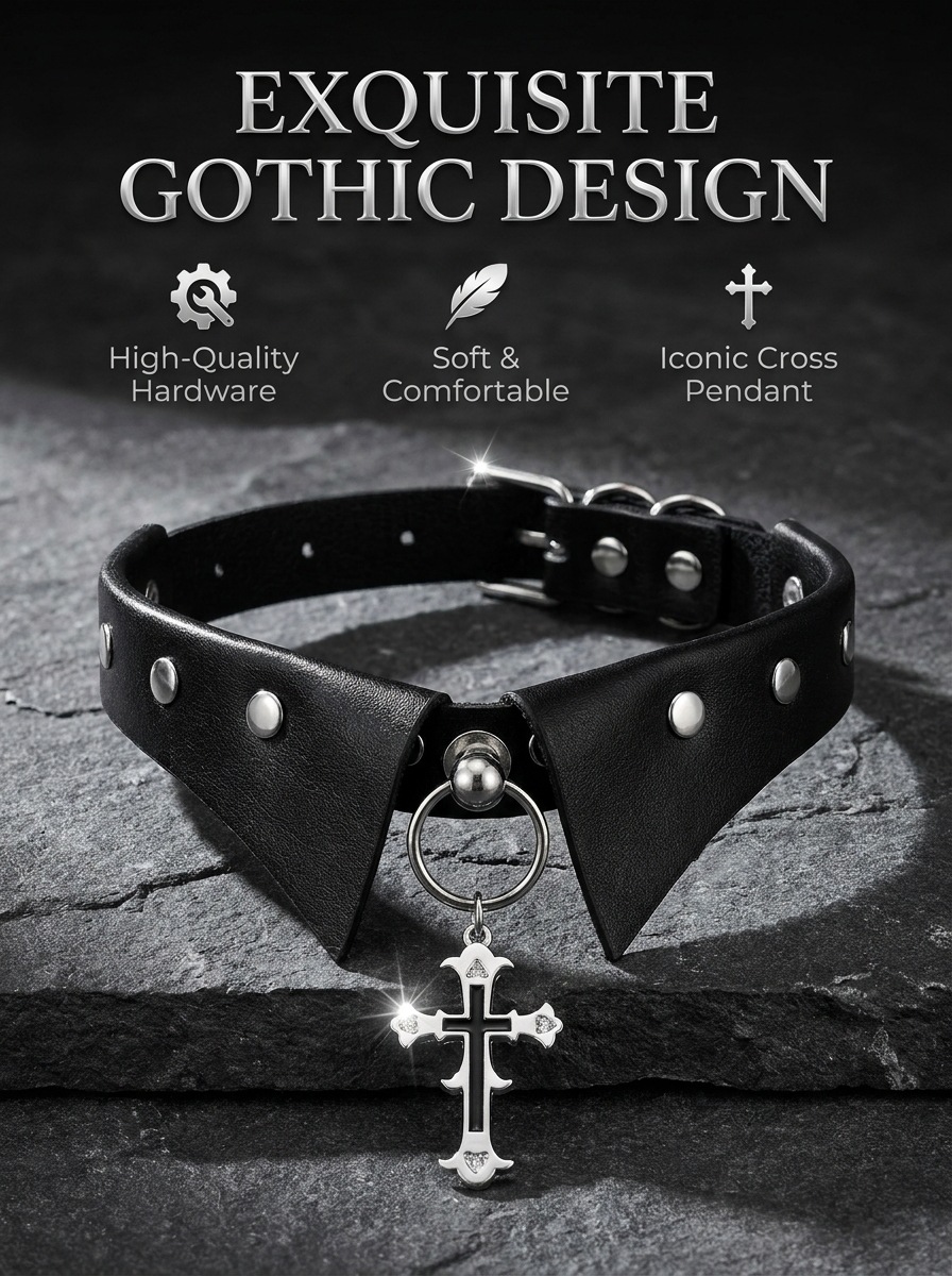 Adjustable gothic cross choker