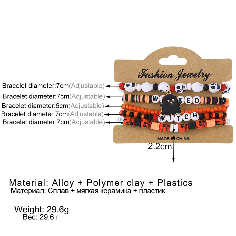 Halloween Pumpkin and Skull Bracelet - product details