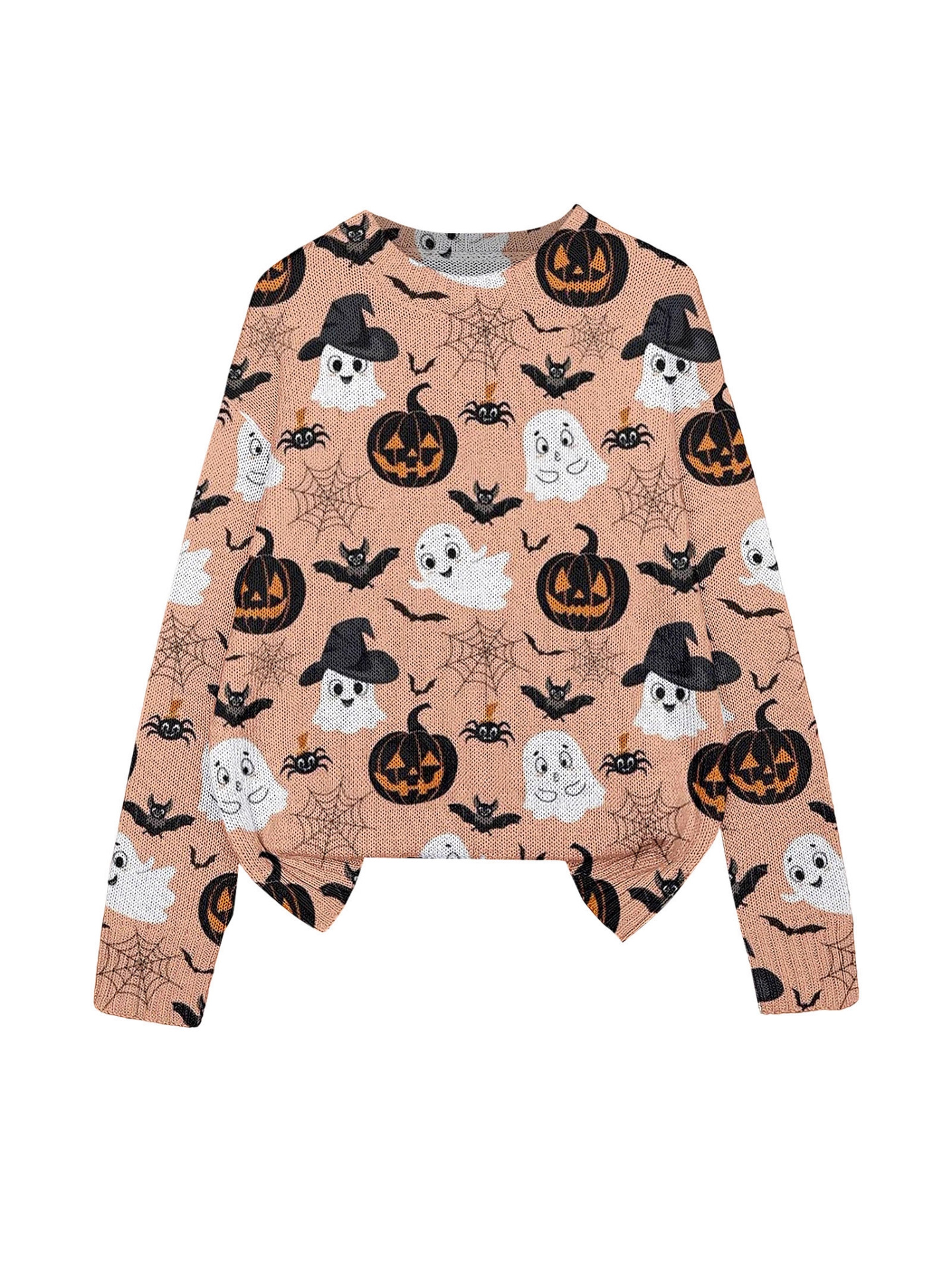 3D Print Halloween Round Neck Knitted Sweater - Polyester - product details