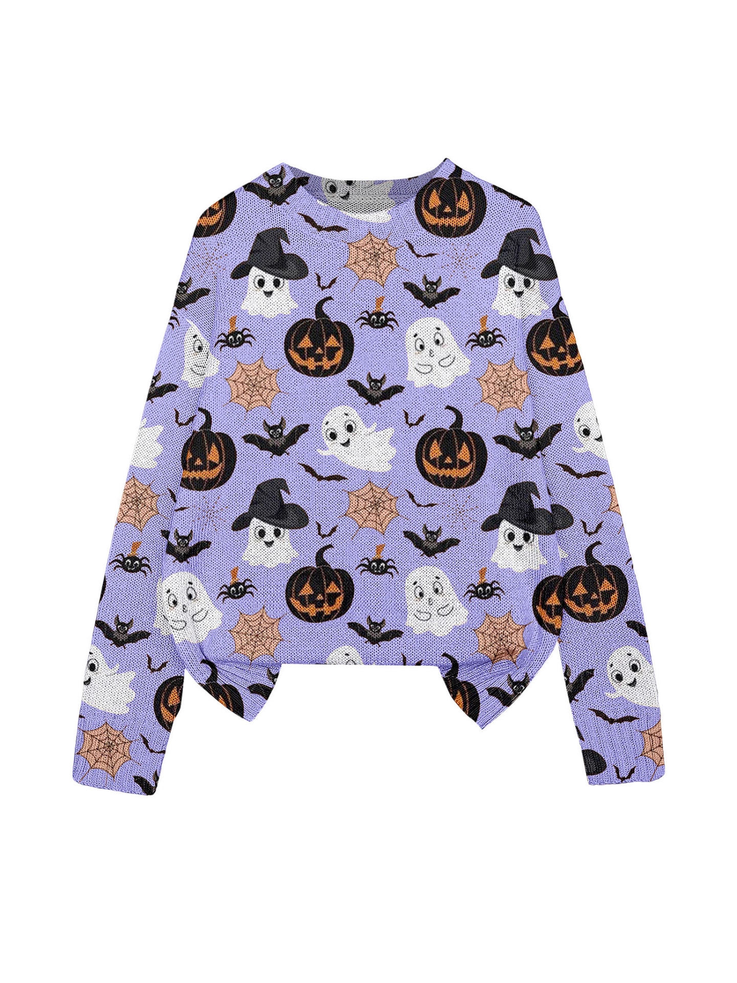 3D Print Halloween Round Neck Knitted Sweater - Polyester - product details