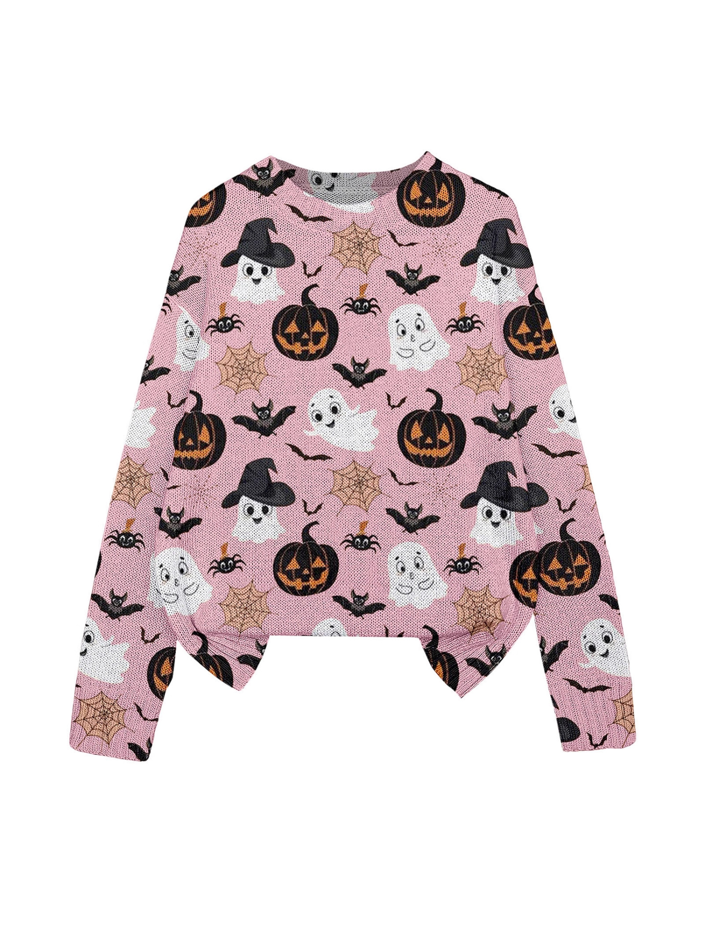 3D Print Halloween Round Neck Knitted Sweater - Polyester - product details