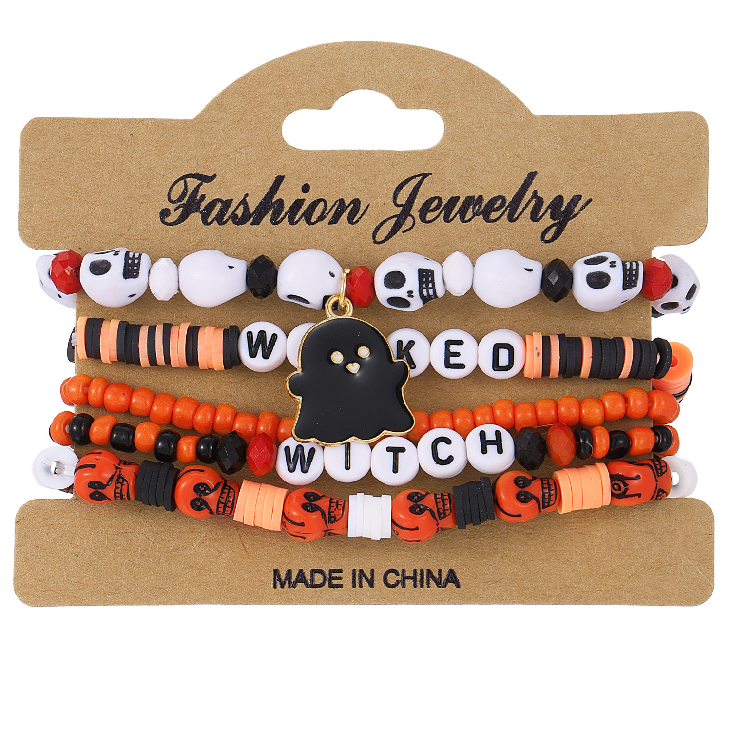 Halloween Pumpkin and Skull Bracelet - product details
