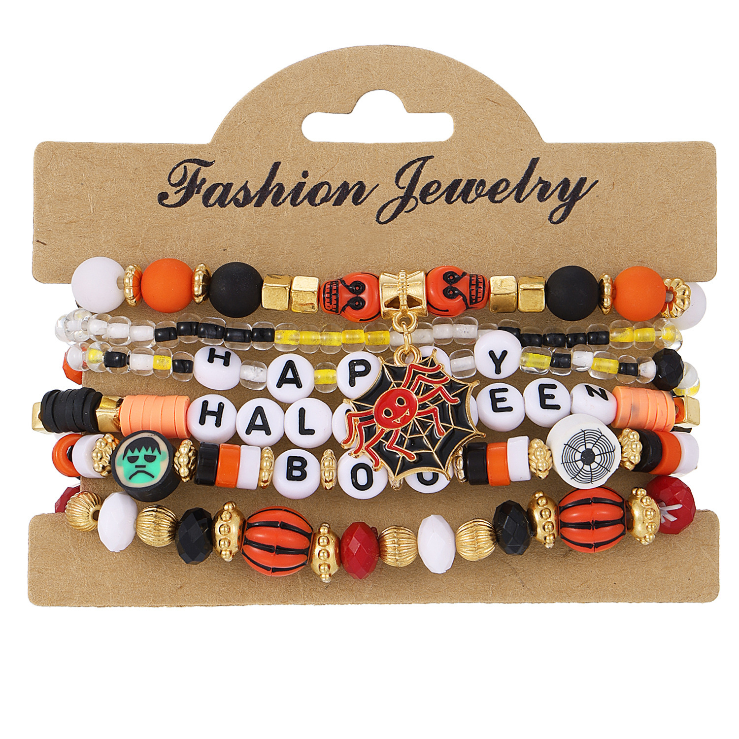 Halloween Pumpkin and Skull Bracelet - product details