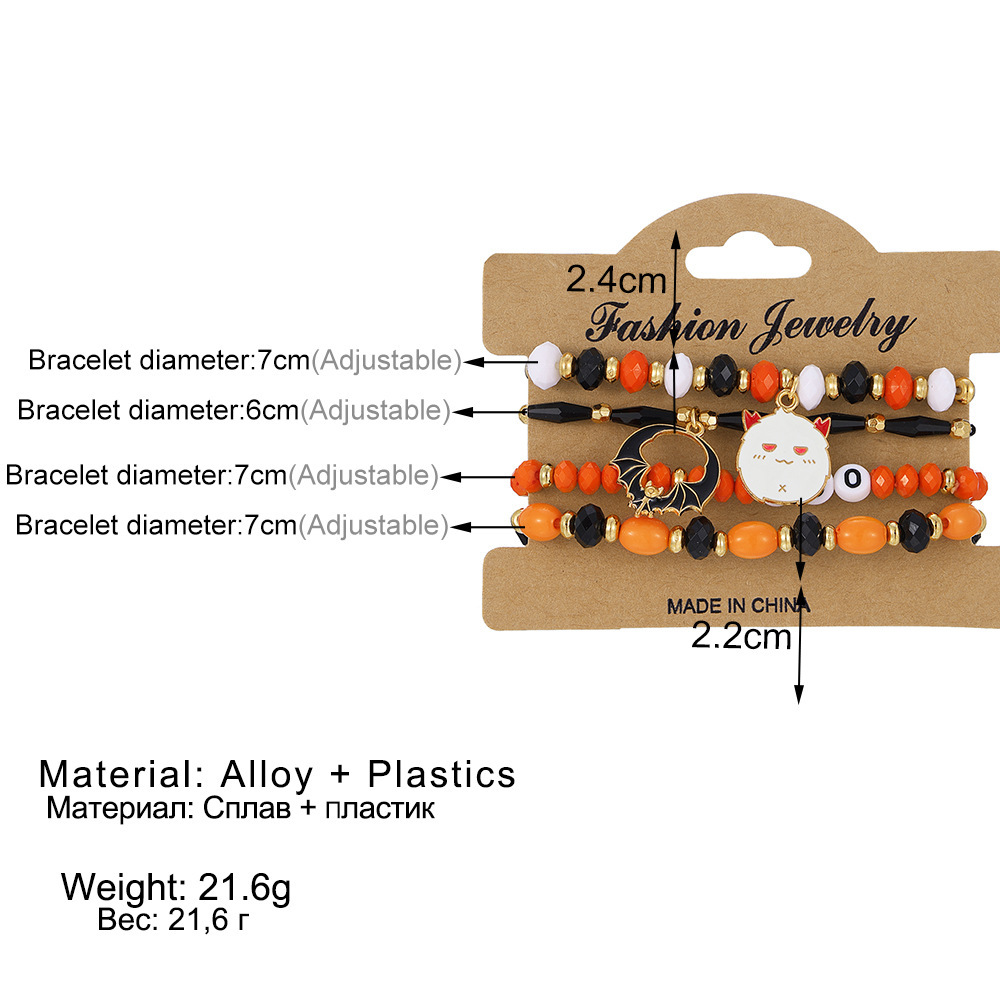Halloween Pumpkin and Skull Bracelet - product details