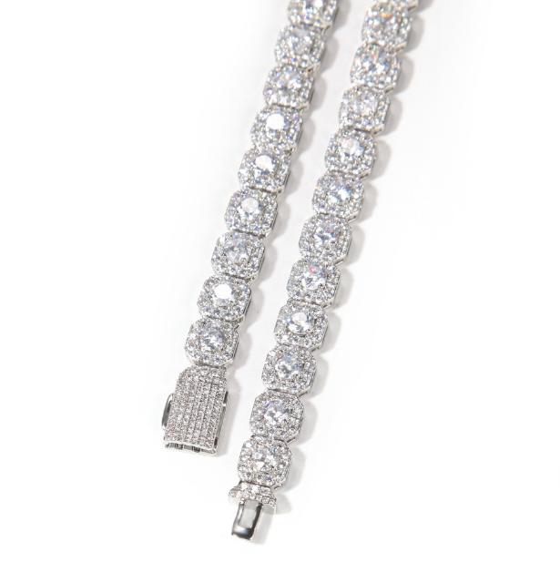Silver-tone square zircon necklace