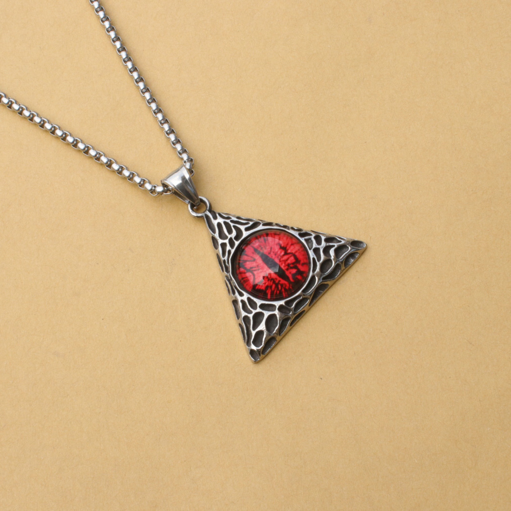 Yellow eye triangle pendant necklace
