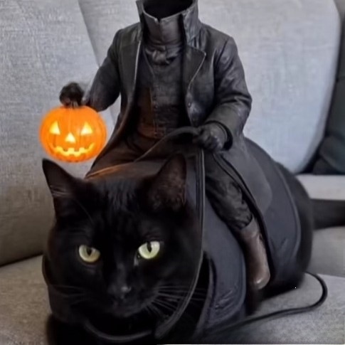Halloween Cat with Pumpkin Rider Ornament - product details