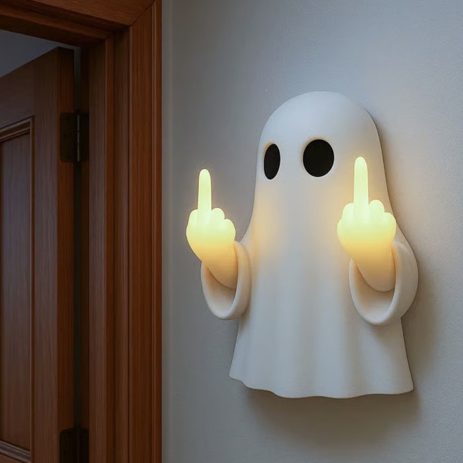 Halloween Middle Finger Ghost Night Light - Resin - product details