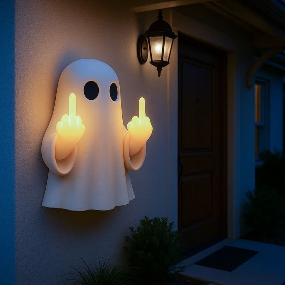 Halloween Middle Finger Ghost Night Light - Resin - product details