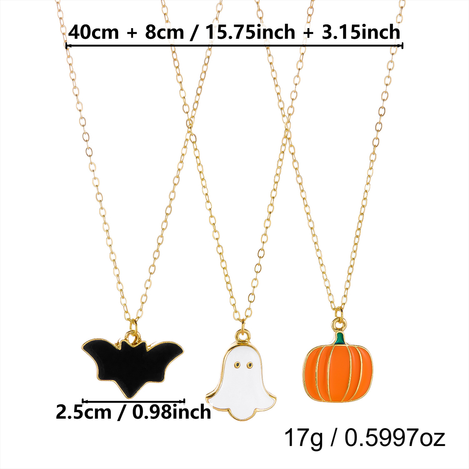 Halloween Jewelry Set - Ghost, Pumpkin and Bat Designs - Alloy - product details
