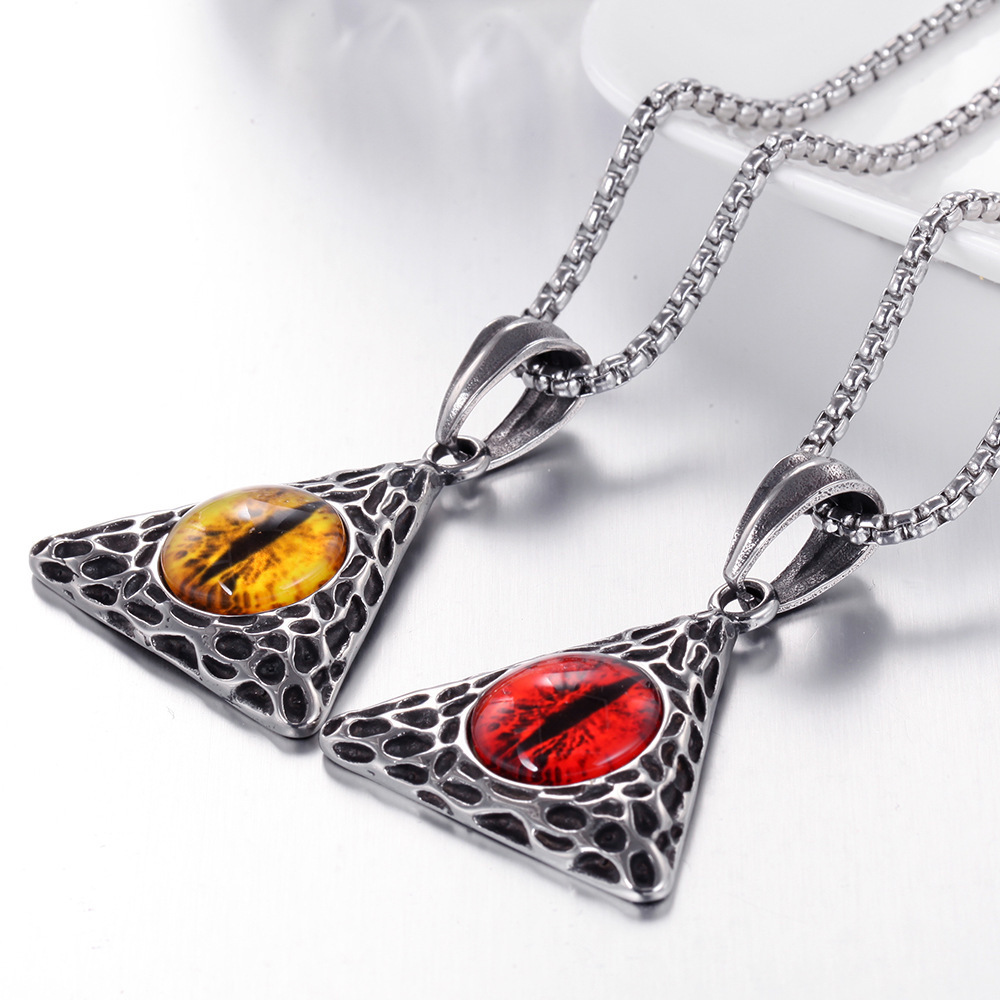 Blue eye triangle pendant necklace