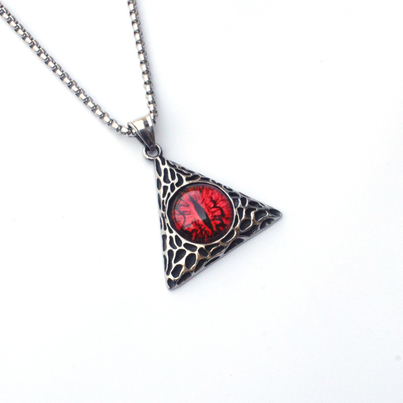 Red eye triangle pendant necklace