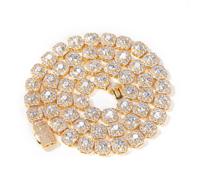 9mm square zircon box chain necklace