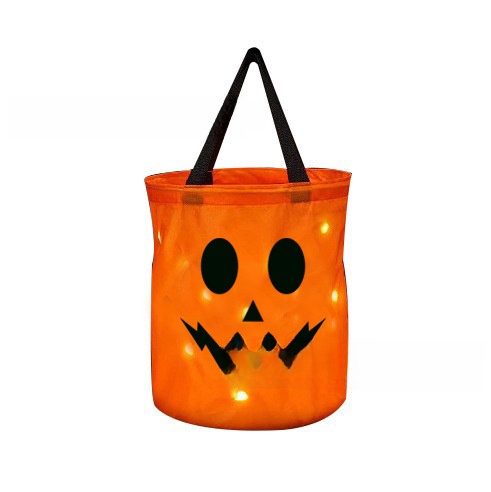 Halloween LED Pumpkin Candy Bucket - Metal - product details