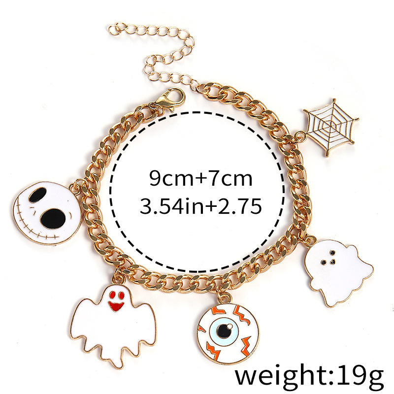 Halloween Charm Bracelet - Pumpkin, Ghost and Witch Hat - Alloy - product details